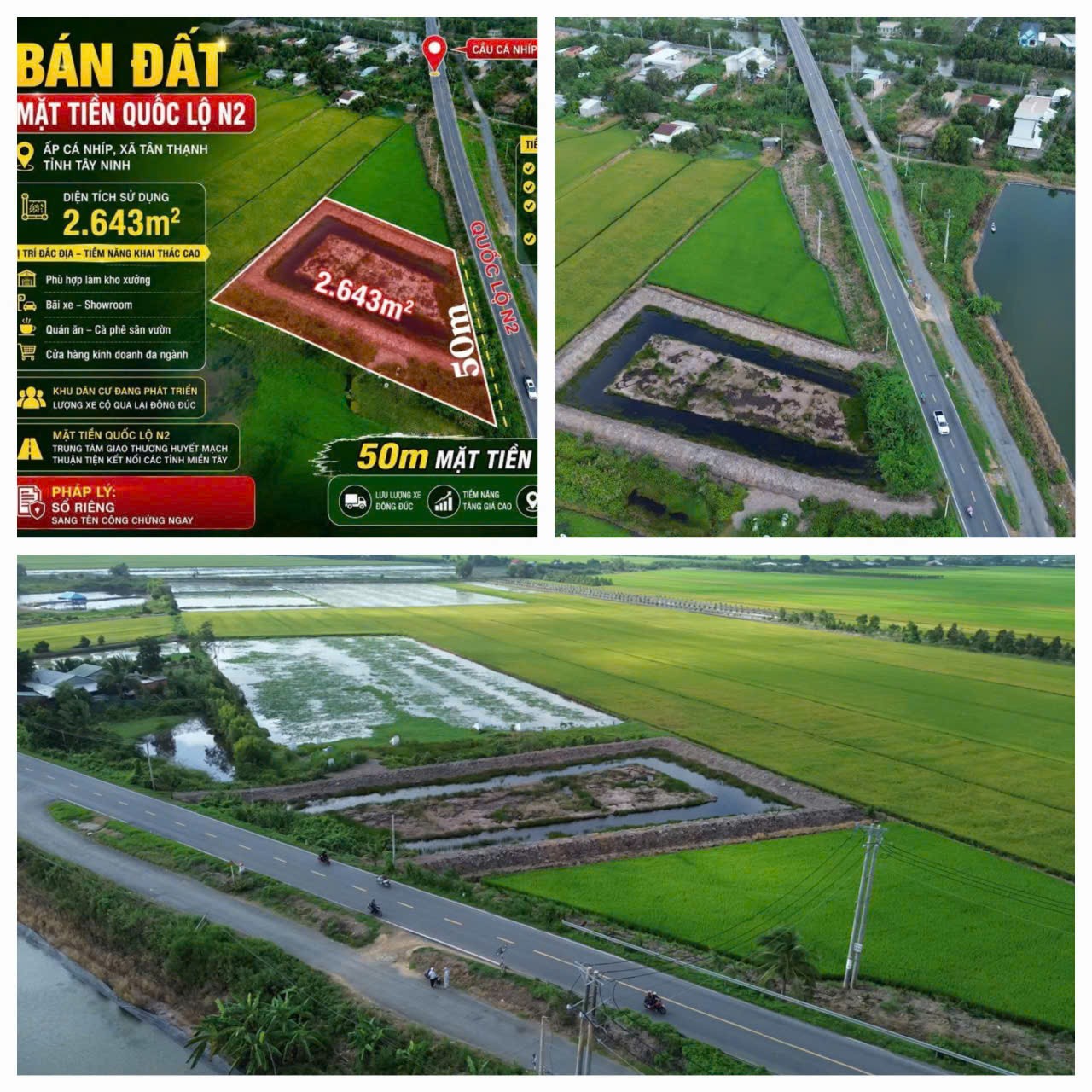 ĐẤT ĐẸP – ĐẦU TƯ SINH LỜI – CẦN BÁN 3 LÔ ĐẤT GIÁ TỐT – Ấp Hiệp Thành, Xã Tân Thạnh, Tây Ninh