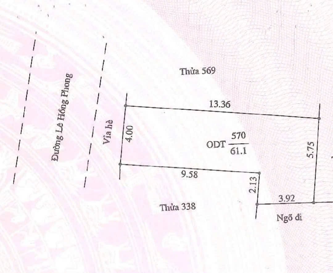 Bán đất mặt phố Lê Hồng Phong, ph Nguyễn Trãi, TP HD, 61.1m2, mt 4m, nở hậu, trung tâm TP, 3.x tỷ