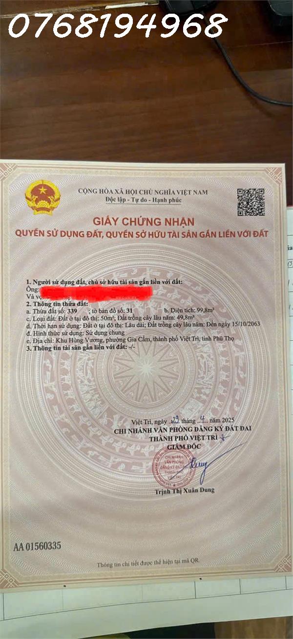🔥 CHỈ HƠN 1 TỈ – SỞ HỮU NGAY Ô ĐẤT GẦN 100m² TẠI SỞ ĐIỆN 4, TRUNG TÂM TP. VIỆT TRÌ! 🔥 . LH 0768194968