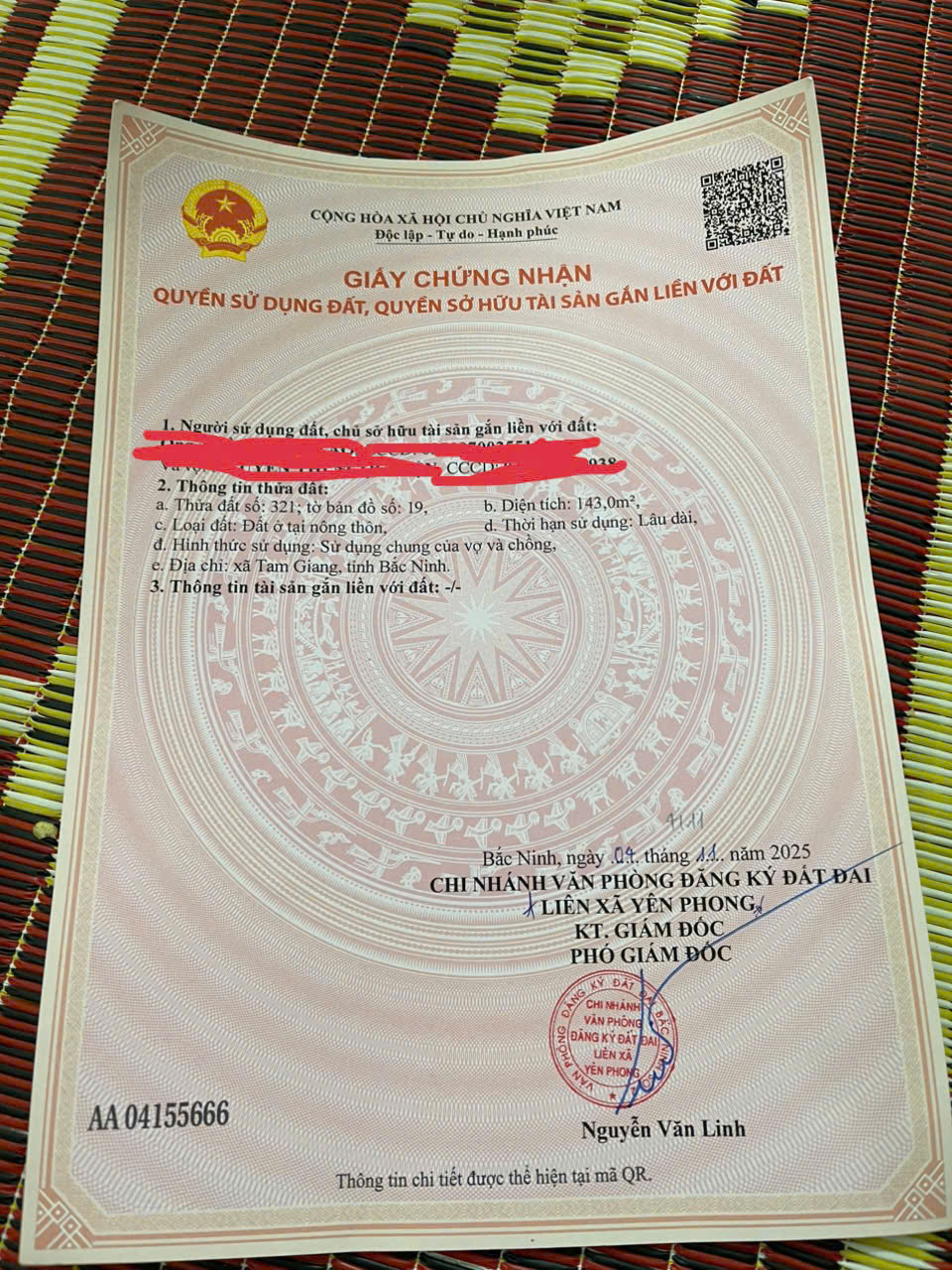 Bán đất đẹp Tam Giang, Yên Phong, Bắc Ninh - 143m2 - Vị trí đẹp, giá tốt - Cách trục chính 30m-4