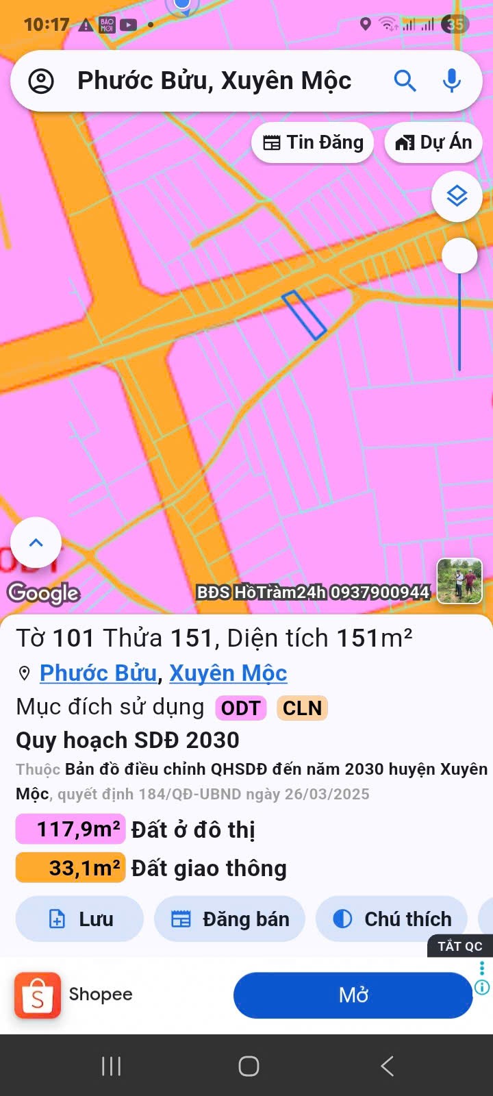 ĐẦU TƯ SINH LỜI - CHÍNH CHỦ CẦN BÁN LÔ ĐẤT 2 MẶT TIỀN NỞ HẬU PHONG THỦY – Xã Hồ Tràm, Tp Hồ Chí Minh