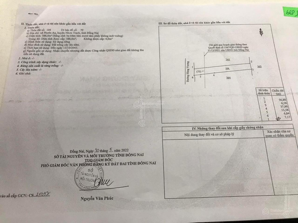Bán đất 3 MT Hùng Vương, Phước An 668m² (8x56m) nở hậu 16,5m. Giá 14 tỷ