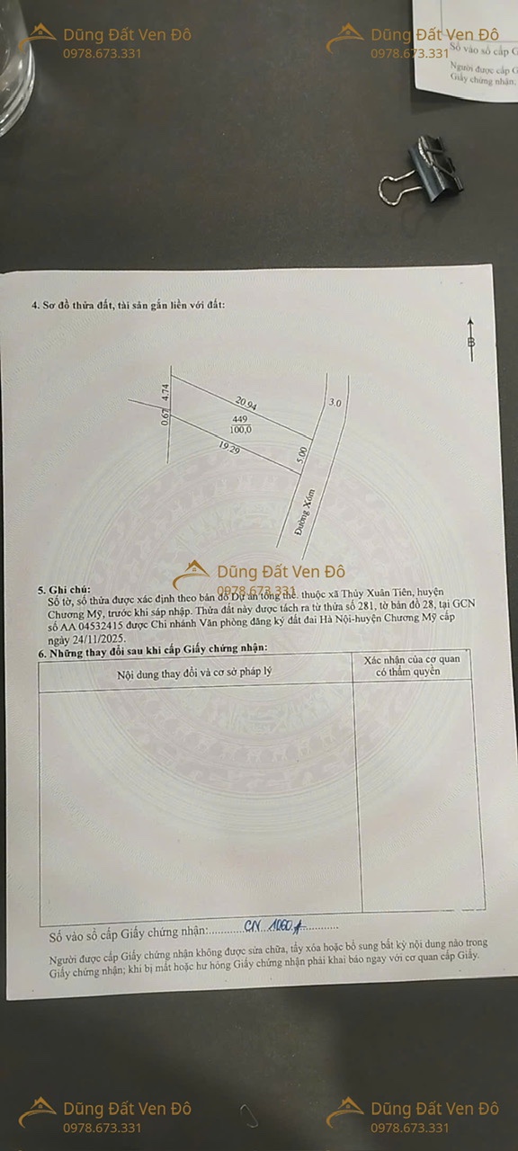 2 LÔ: 100M VÀ 106,4M THỦY XUÂN TIÊN-CHƯƠNG MỸ-HÀ NỘI-3