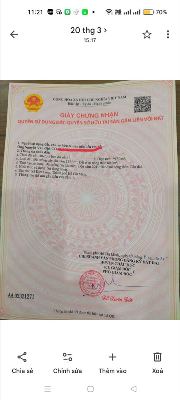 ĐẦU TƯ SINH LỜI – CHÍNH CHỦ CẦN BÁN ĐẤT TẠI Xã Kim Long Châu Đức , Bà Rịa Vũng Tàu-3