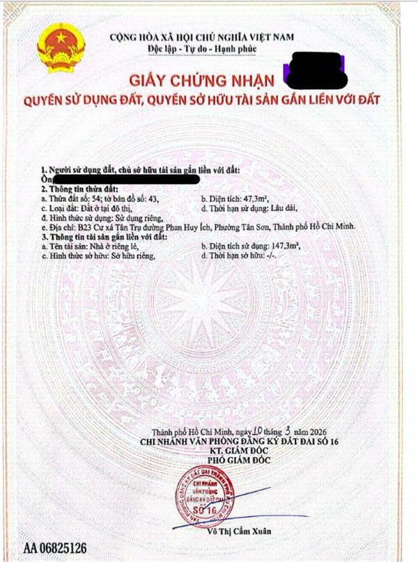 BÁN GẤP CĂN NHÀ MỚI 3 TẦNG CHÍNH CHỦ CHỈ 7,5 tỷ, TẠI 90/B23 Phan Huy Ích, P.15, Q.Tân Bình, TP. HCM