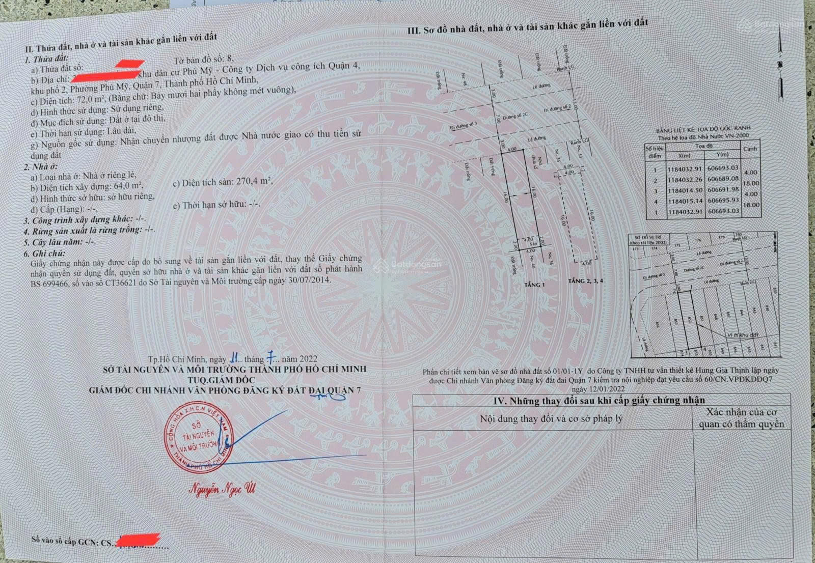 Bán nhà 8x18 - full 4 tầng. Đường 2C, P. Phú Mỹ, Quận 7 (P. Tân Mỹ), TP. HCM