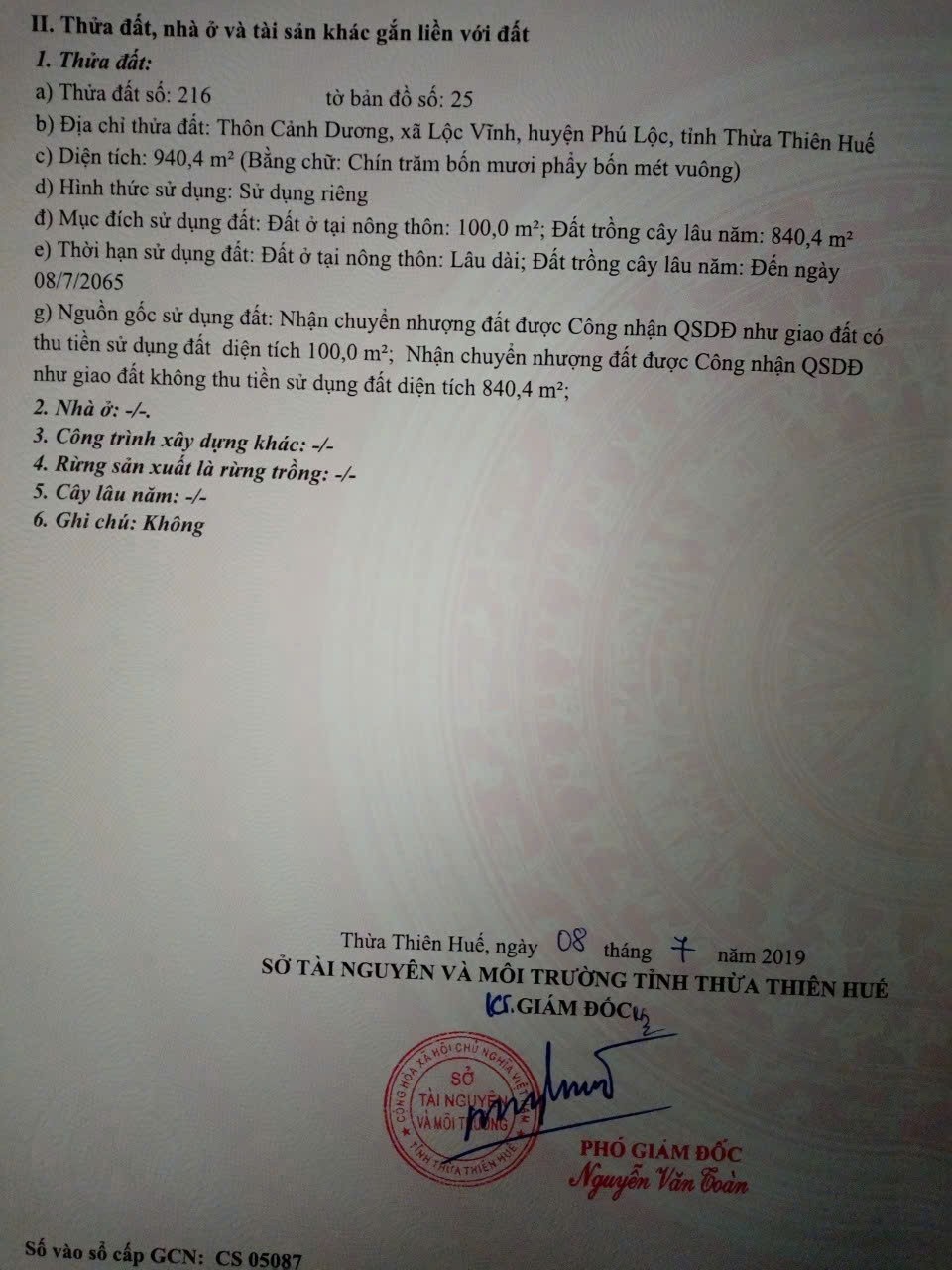 ĐẤT VEN BIỂN – GIÁ TỐT – CHÍNH CHỦ CẦN BÁN ĐẤT TẠI Xã Lộc Vĩnh, Huyện Phú Lộc, Thành Phố Huế