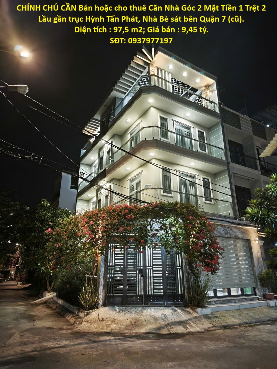 CHÍNH CHỦ CẦN Bán hoặc cho thuê Căn Nhà Góc 2 Mặt Tiền 1 Trệt 2 Lầu gần trục Hỳnh Tấn Phát, Nhà Bè sát bên Quận 7 (cũ).