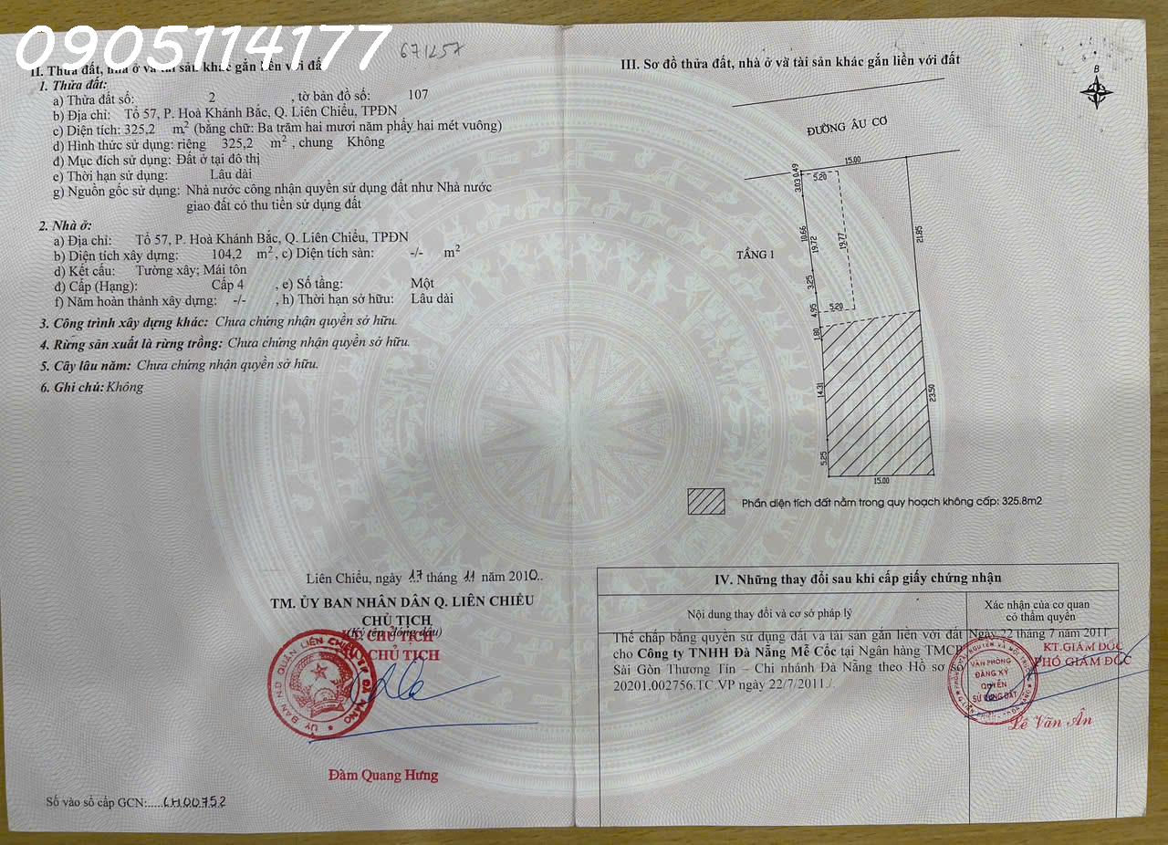 Bán nhà mặt tiền đường Âu Cơ, DT siêu khủng 651m2, Giá 21 tỷ