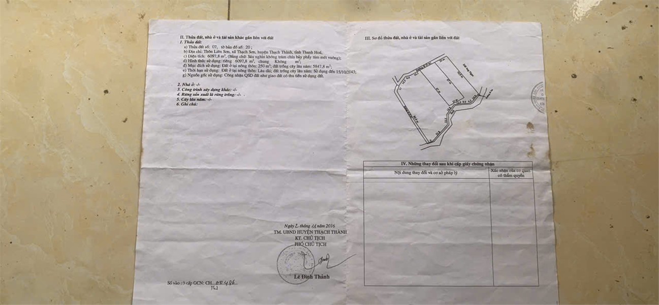 ĐẦU TƯ SINH LỜI – CHÍNH CHỦ CẦN Bán Đất xã Thạch Sơn, Huyện Thạch Thành, Thanh Hóa.