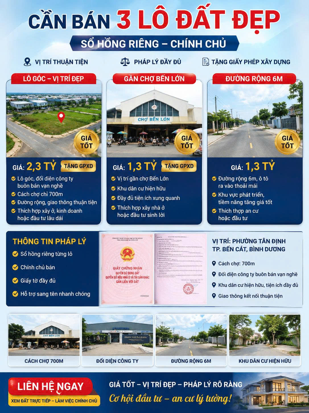 CẦN BÁN 3 LÔ ĐẤT ĐẸP – GIÁ TỐT – SỔ HỒNG RIÊNG – CHÍNH CHỦ