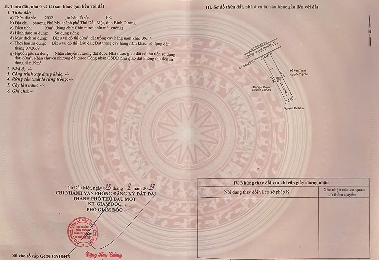 ĐẦU TƯ SINH LỜI - Chính Chủ Bán Đất Mặt Tiền Phường Phú Mỹ, Thành phố Thủ Dầu Một, Bình Dương