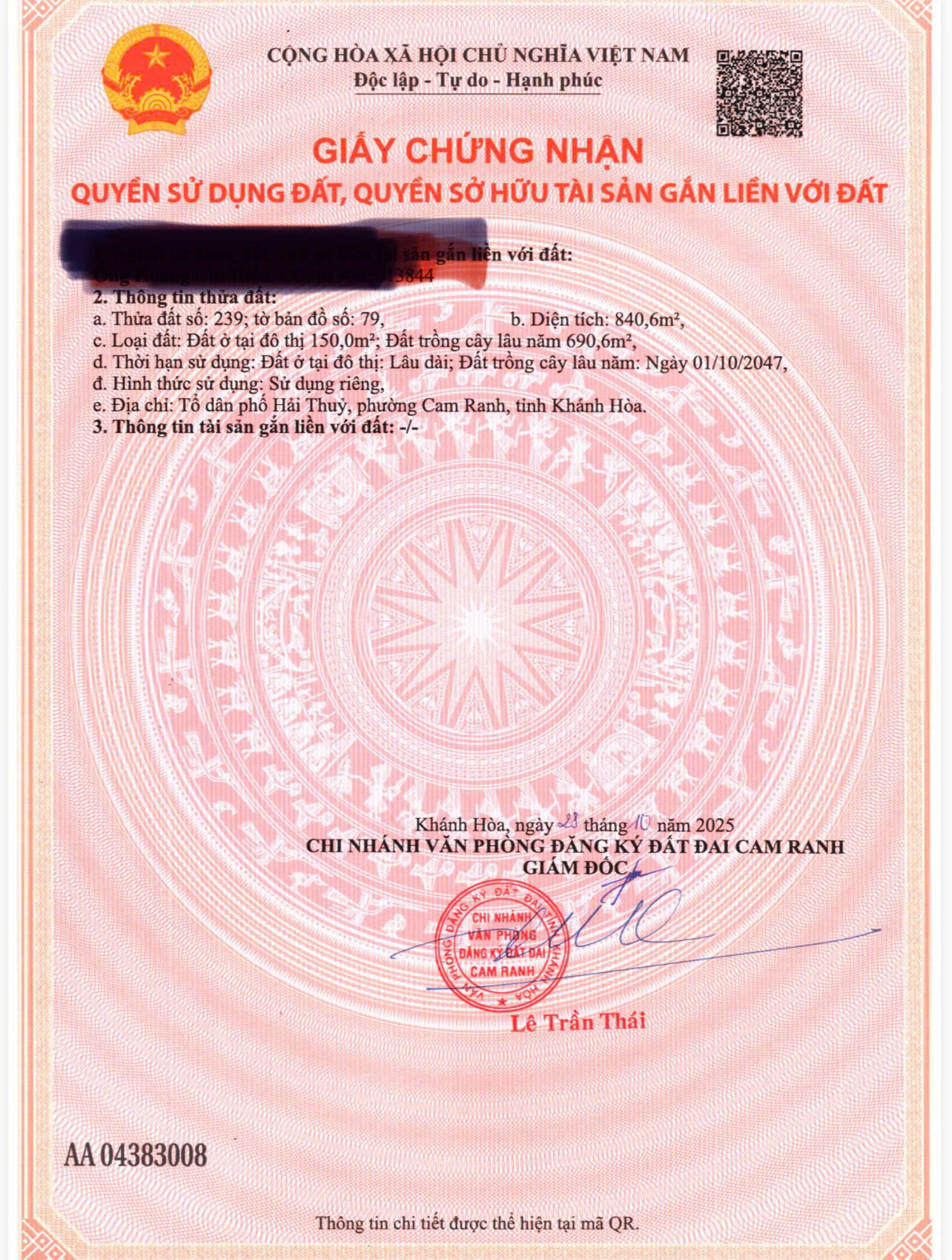 CHÍNH CHỦ CẦN BÁN LÔ ĐẤT GIÁ RẺ NHẤT THỊ TRƯỜNG – TRỤC ĐƯỜNG HÙNG VƯƠNG - TỈNH KHÁNH HÒA