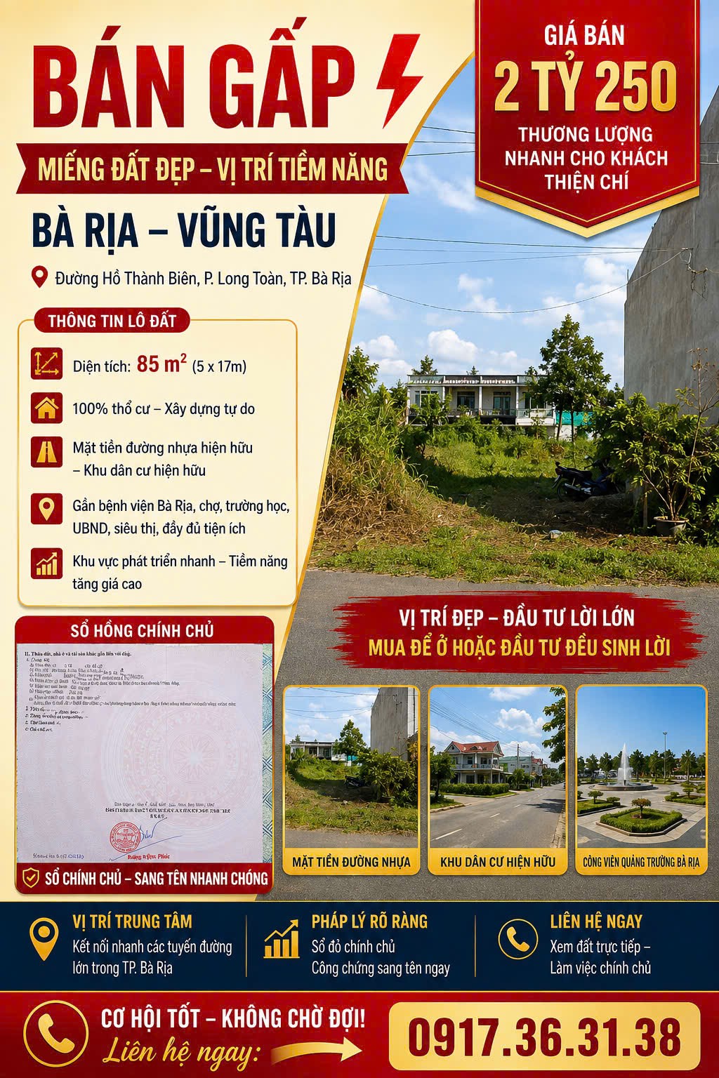 ĐẤT ĐẸP- GIÁ TỐT - Chính Chủ Cần Bán Đất  Phường Long Tâm, Thành phố Bà Rịa, Bà Rịa - Vũng Tàu