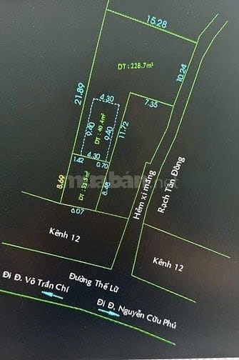 Bán đất 2 mặt tiền đường Thế Lữ-Tân Nhật-Bình Chánh,ngang 6m, nở hậu 15m cực đẹp