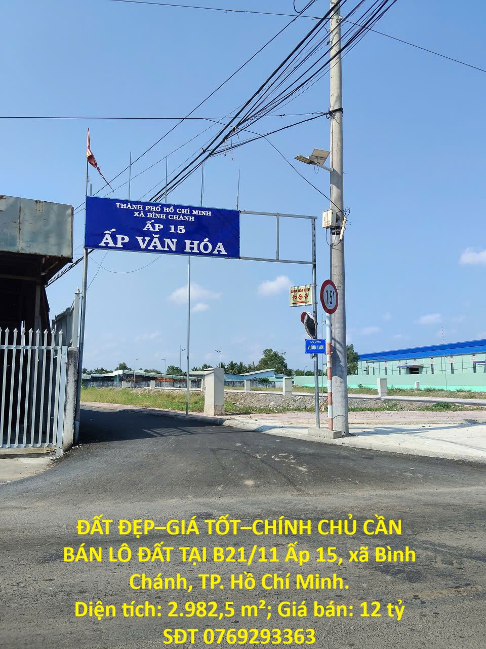 ĐẤT ĐẸP–GIÁ TỐT–CHÍNH CHỦ CẦN BÁN LÔ ĐẤT TẠI Ấp 15, xã Bình Chánh, huyện Bình Chánh TP.HCM