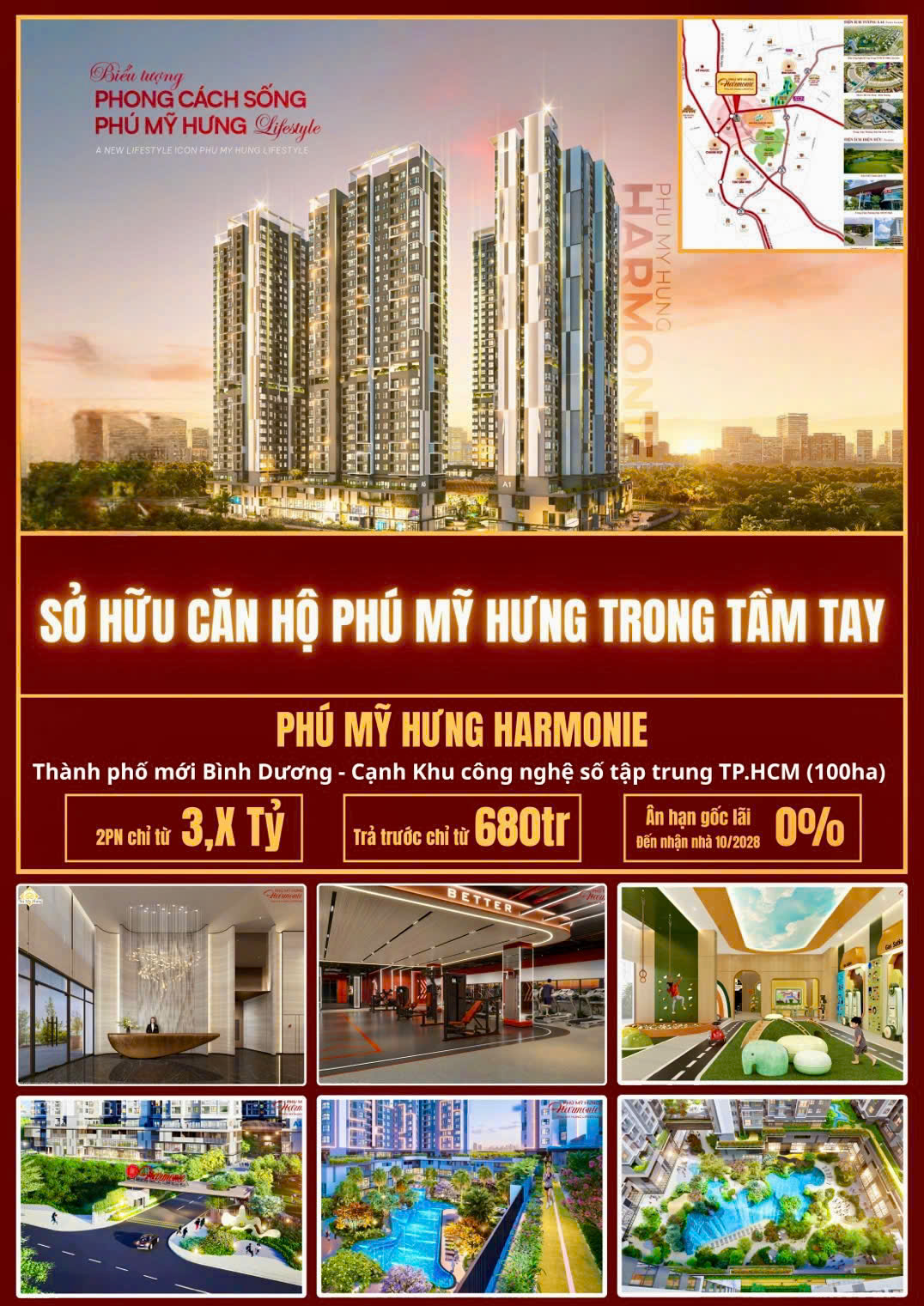 BÁN CHUNG CƯ HARMONIE PHÚ MỸ HƯNG 2PN chỉ từ 3,419 tỷ all in - Trả trước từ ~640tr. XEM NHÀ MẪU 0901323786