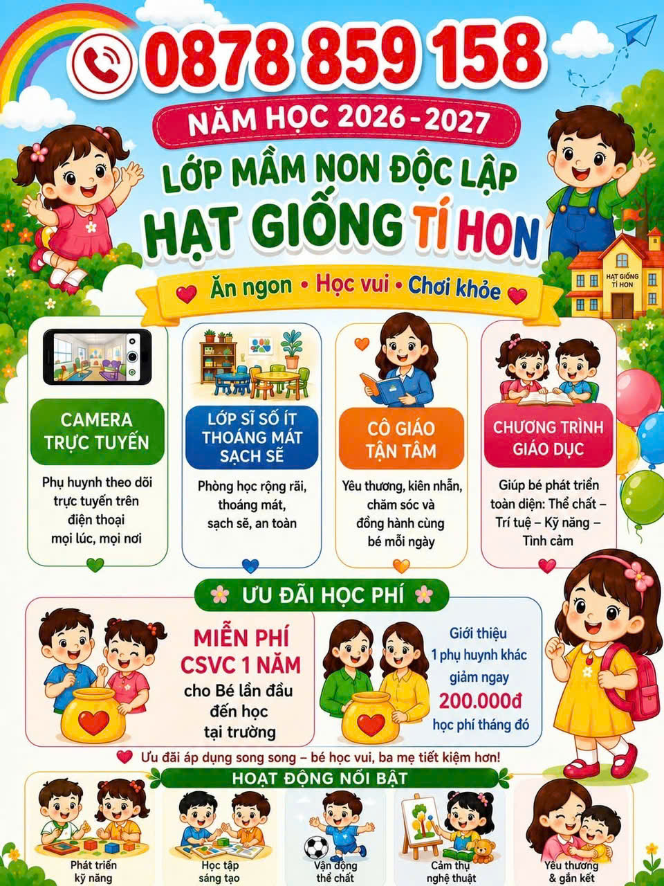LỚP MẦM NON ĐỘC LẬP HẠT GIỐNG TÍ HON TUYỂN SINH NĂM HỌC 2026 – 2027 Địa chỉ: 729 Phan Đăng Lưu, Phường Chánh Hiệp, TP. Hồ Chí Minh-1