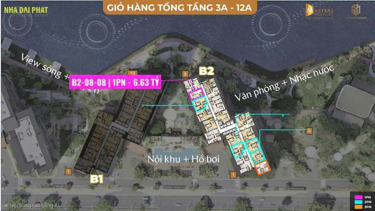 CHÍNH CHỦ BÁN CĂN HỘ 1 PHÒNG NGỦ – MASTERI PARK PLACE (CT5) – THE GLOBAL CITY