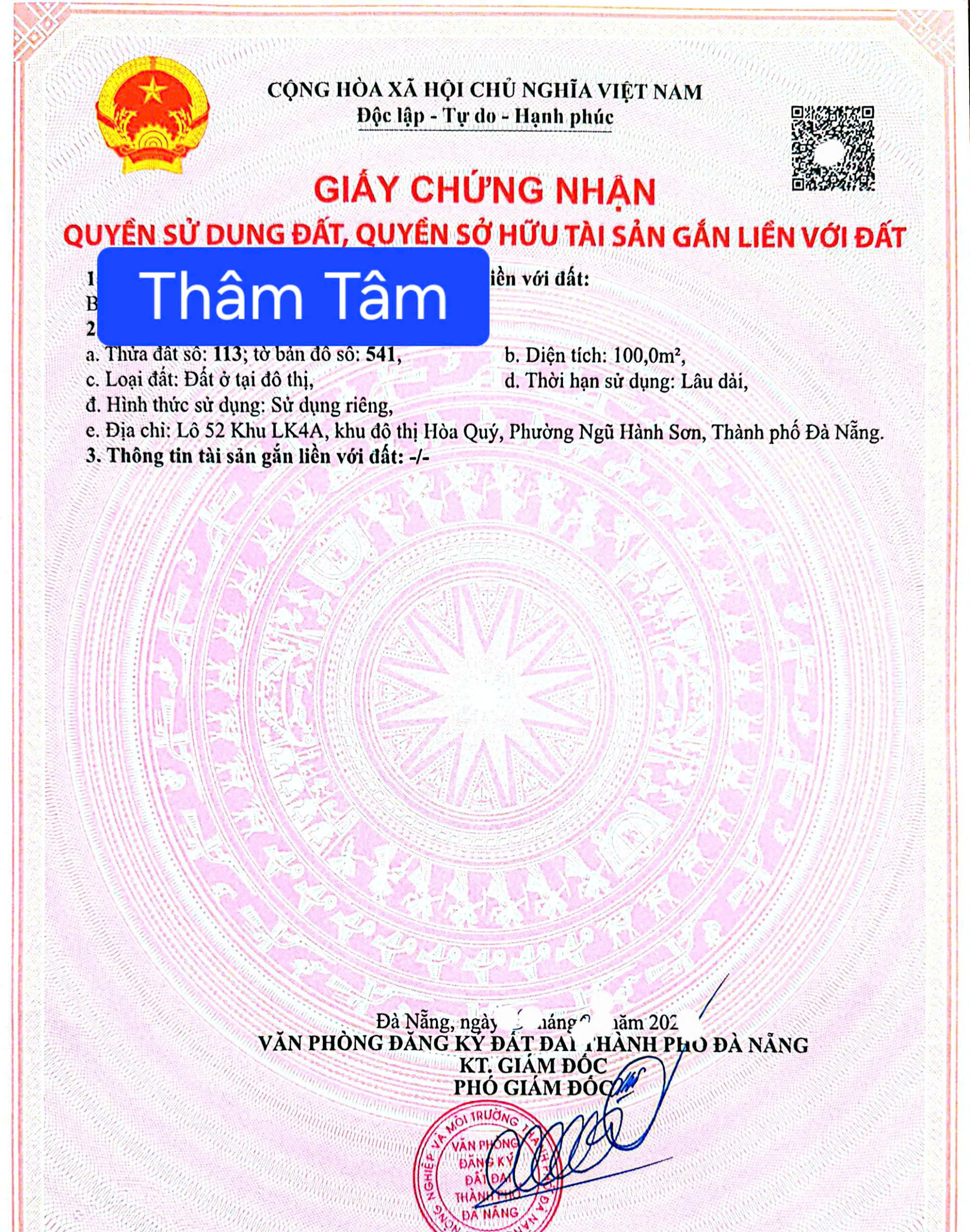 🔴BÁN ĐẤT MT ĐƯỜNG THÂM TÂM - SÁT TRỤC MINH MẠNG