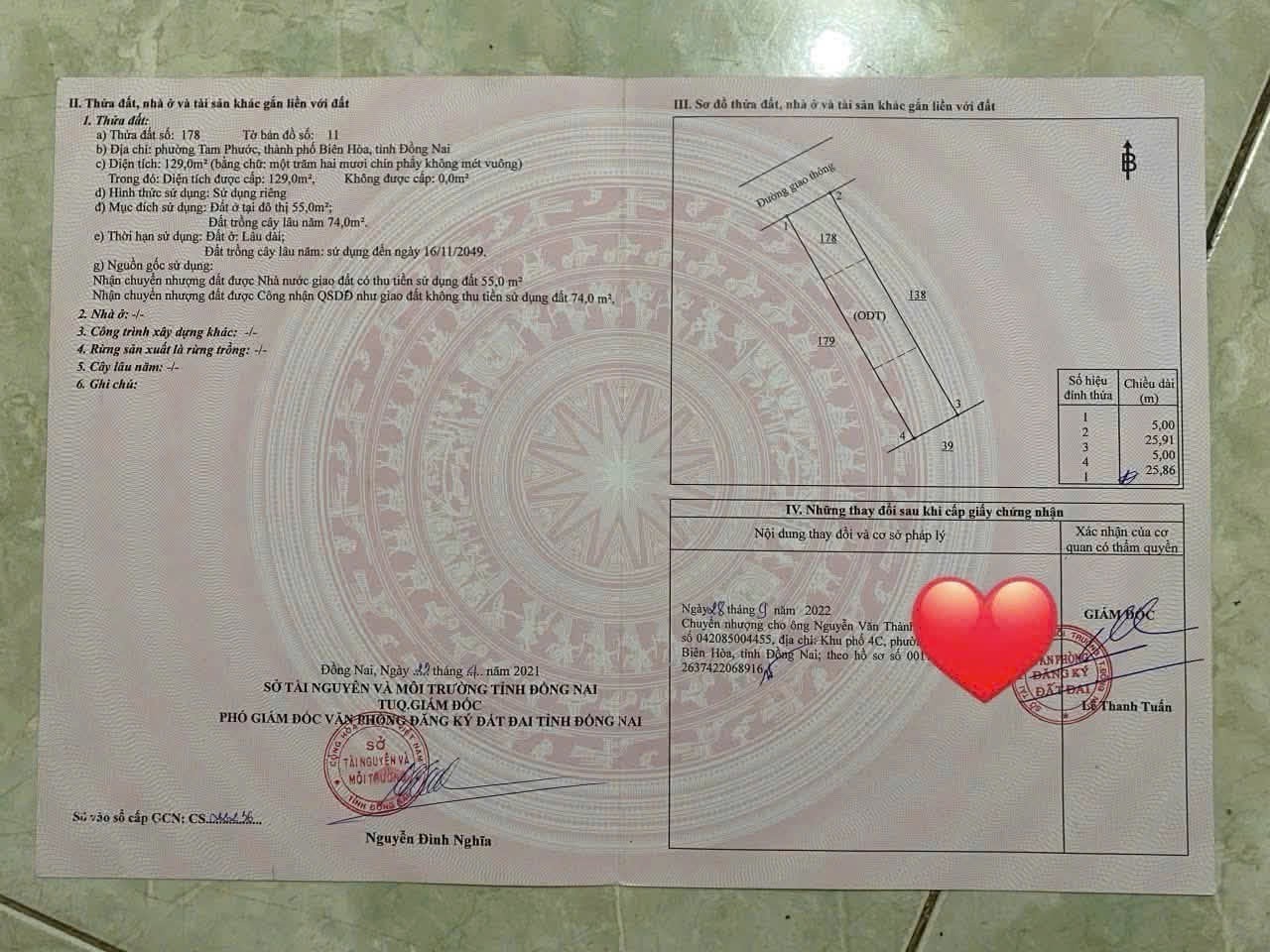 ĐẦU TƯ LÀ SINH LỜI - ĐẤT CHÍNH CHỦ Tại Phường Tam Phước, TP Biên Hòa, Tỉnh Đồng Nai