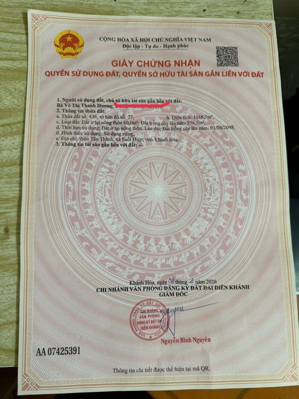 ĐẦU TƯ SINH LỜI – CHÍNH CHỦ CẦN BÁN ĐẤT Tại Thôn Tân Thành, xã Suối Hiệp, tỉnh Khánh hòa-3