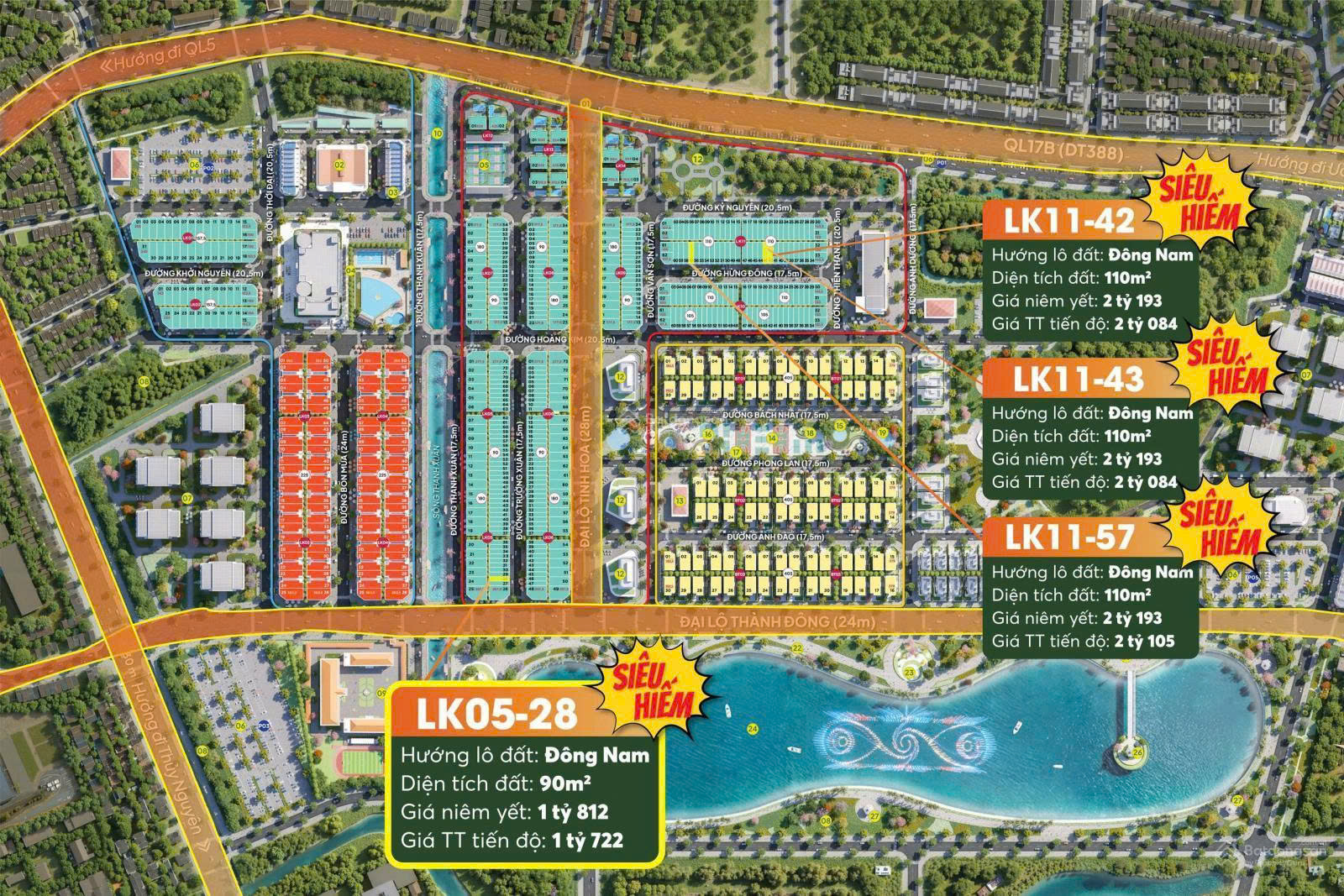 1,77 tỷ sổ đỏ trao tay 90m2 - MT 4,5m / đường 9m - vỉa hè 3m tại dự án Phú Thứ Park Hill