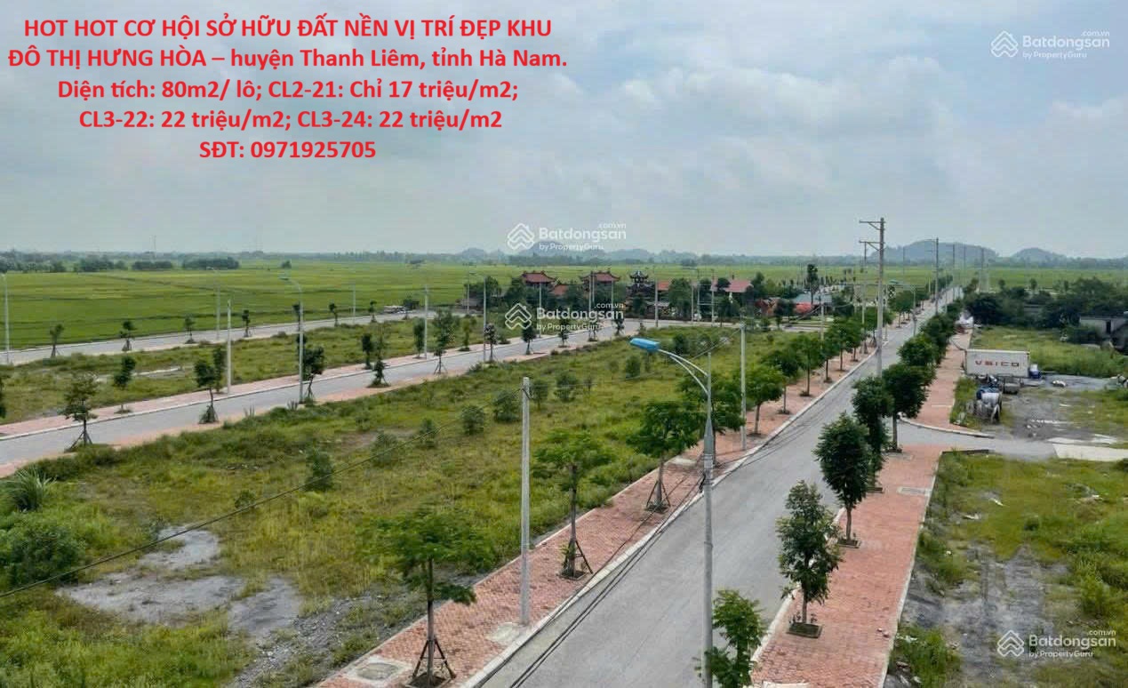HOT HOT CƠ HỘI SỞ HỮU ĐẤT NỀN VỊ TRÍ ĐẸP KHU ĐÔ THỊ HƯNG HÒA – huyện Thanh Liêm, tỉnh Hà Nam