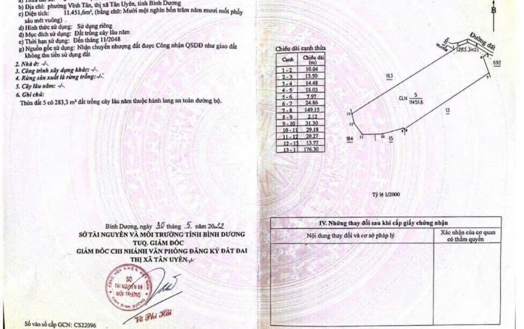 CHÍNH CHỦ BÁN ĐẤT SXKD – ĐỐI DIỆN VSIP 2, TÂN UYÊN, BÌNH DƯƠNG