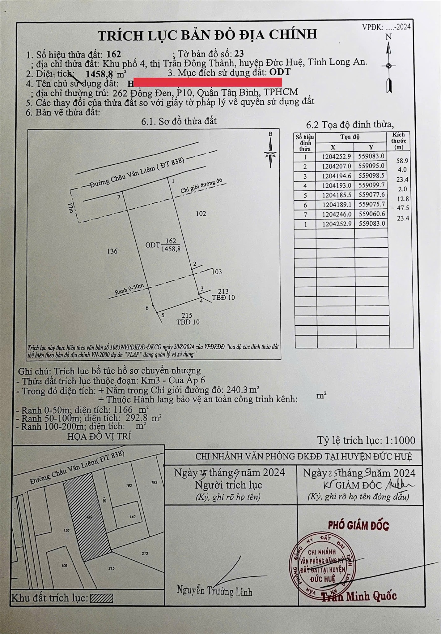 ĐẤT CHÍNH CHỦ - SỔ ĐỎ ODT - MẶT TIỀN TL838 Thị trấn Đông Thành, Huyện Đức Huệ, Tỉnh Long An