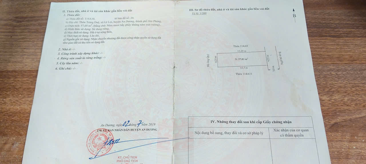 Đất Tràng Duệ, Lê Lợi - Gần đường nhựa, sát 2 KCN, giá chỉ 1,25 tỷ - Tiềm năng tăng giá