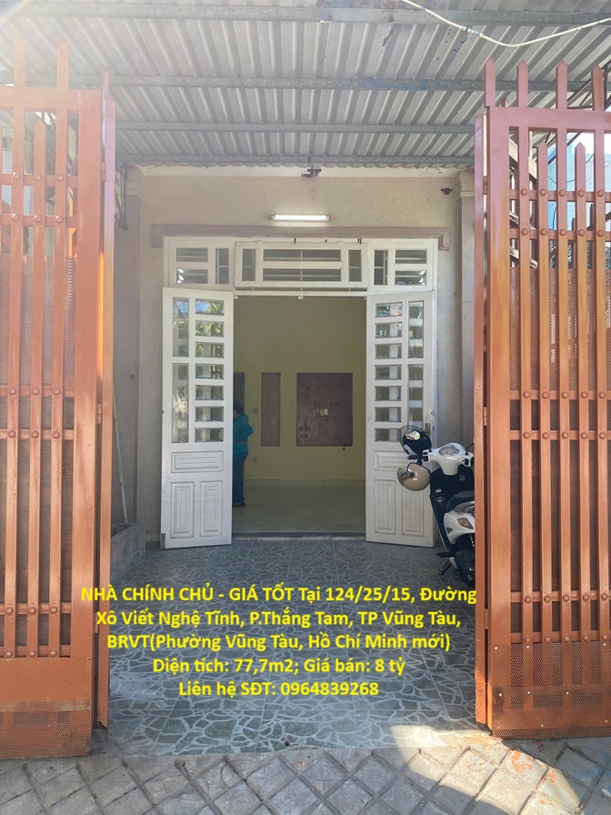 NHÀ CHÍNH CHỦ - GIÁ TỐT Tại 124/25/15, Đường Xô Viết Nghệ Tĩnh, P.Thắng Tam, TP Vũng Tàu, Bà Rịa Vũng Tàu