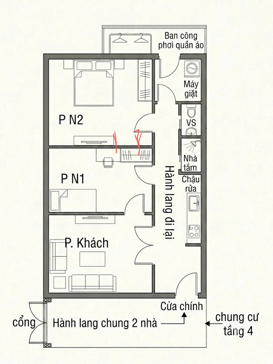 Cho thuê Phòng 411, nhà D3 – Khu tập thể Thành Công, phường Giảng Võ, Hà Nội-4