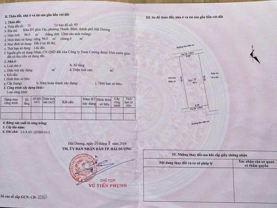Bán đất chợ Hội Đô, ph Thanh Bình, TP Hải Dương, 96m2, mặt tiền 6m, giá chỉ 3.2x tỷ 