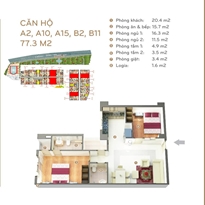 Thiết kế căn hộ 77.3 m2 Thiết kế căn hộ 77.3 m2