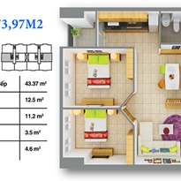 Thiết kế căn hộ 73.97m2 Thiết kế căn hộ 73.97m2
