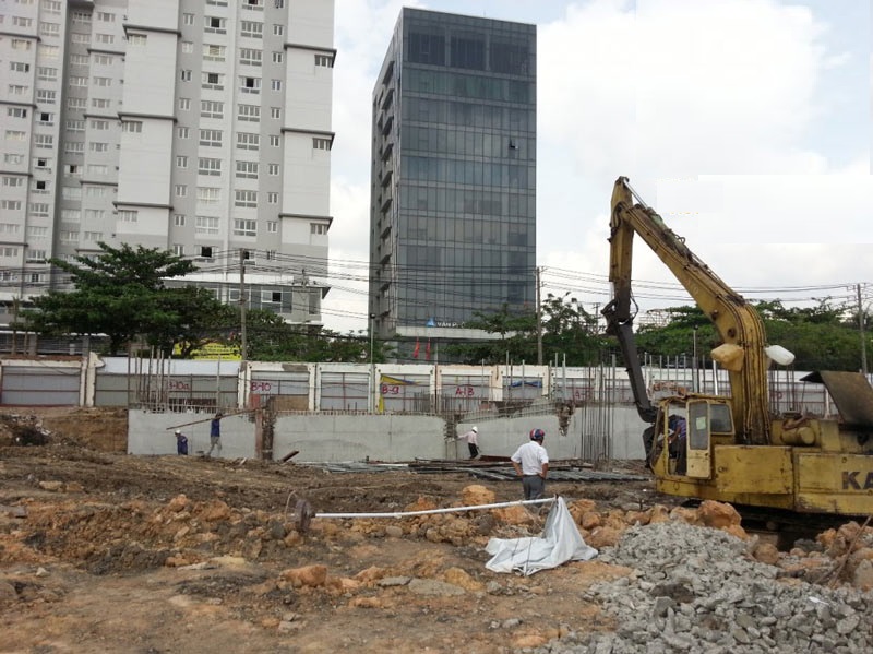 Block A thuộc căn hộ Saigonres Plaza đã hoàn tất móng, đang làm hầm