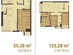 Thiết kế căn hộ 123.29 m2 | Giá: 23 triệu/m² | DT: 123m²