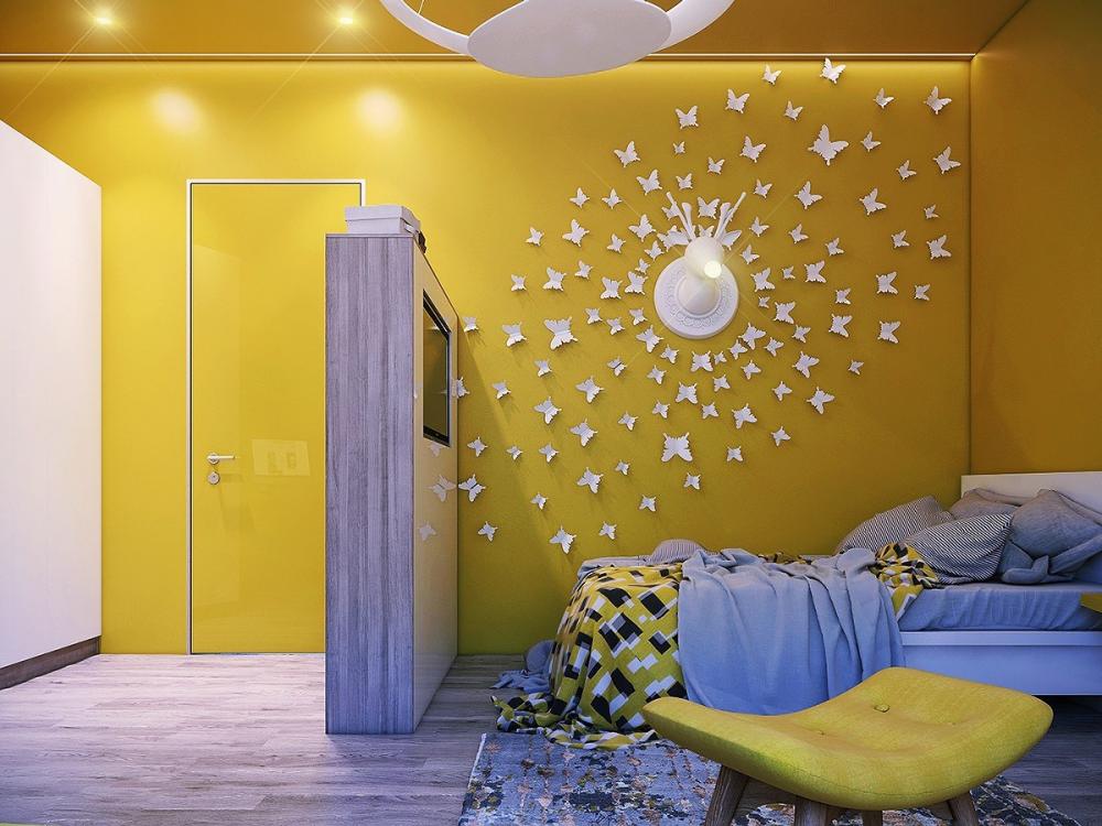 Phòng của bé trở lên ấn tượng khi trang trí gam màu vàng